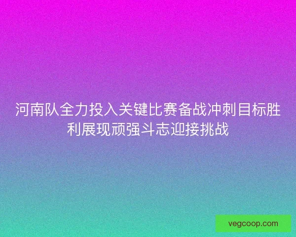 河南队全力投入关键比赛备战冲刺目标胜利展现顽强斗志迎接挑战
